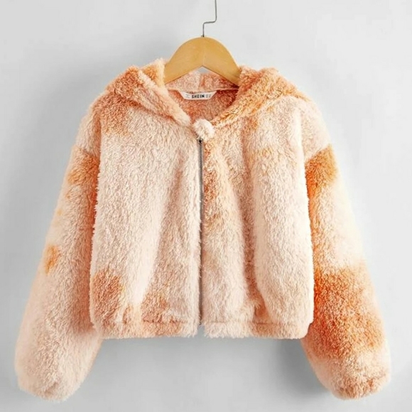 Moon Goddess Boutique Other - TEDDY JACKET | Hooded Orange Zip-Up, Tie Dye Faux Fur Sizes: 9 & 11/12 Years Old